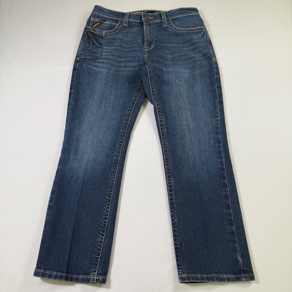 Ariat Rebar M7 Slim Straight Jeans Mens 32x30 Blue Work Denim Western Cowboy EUC